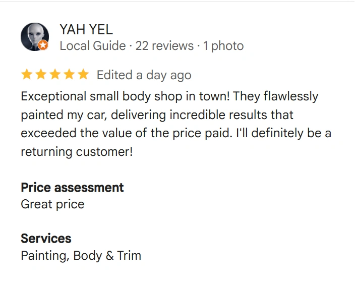 Google Review from YAH YEL