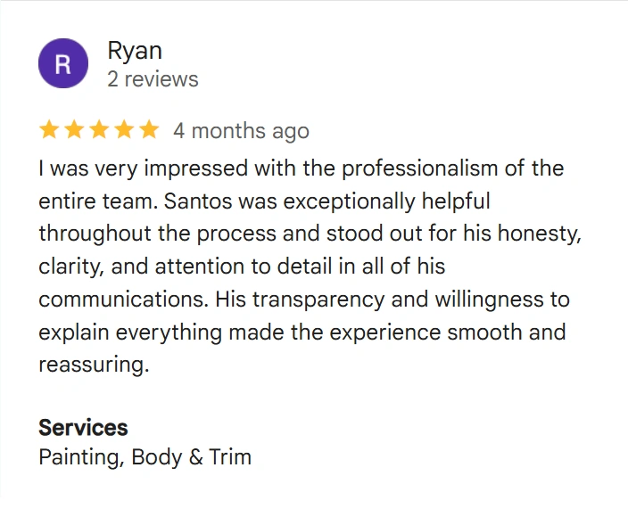 Google Review from Ryan