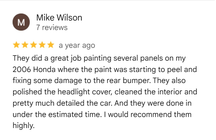 Google Review from Mike Wilson