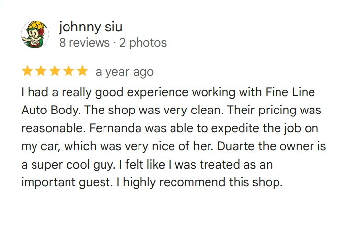 Google Review from Johnny Siu