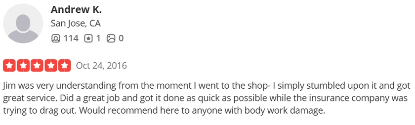 Yelp Review from Andrew K.