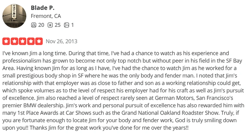 Yelp Review from Blade P.